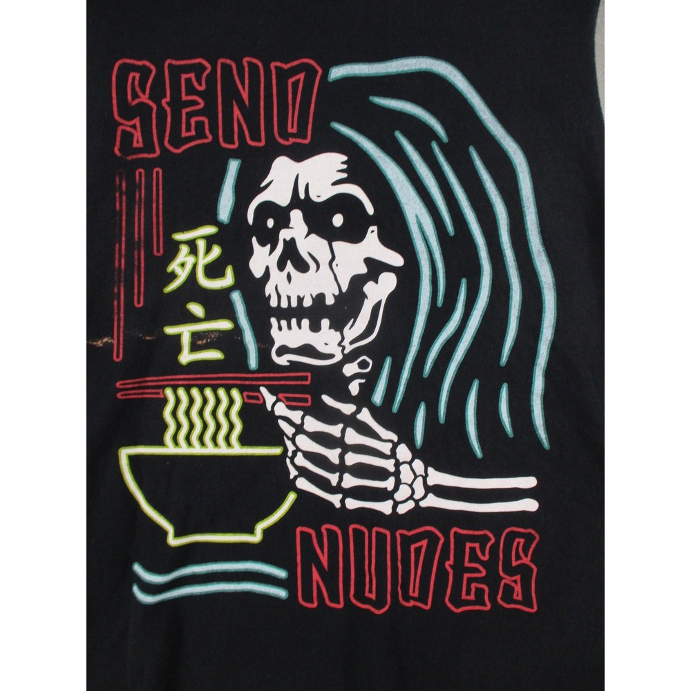 Spencers Send Nudes Skeleton Ramen Muscle Tee Black Sleeveless Shirt XL - Picture 2 of 8